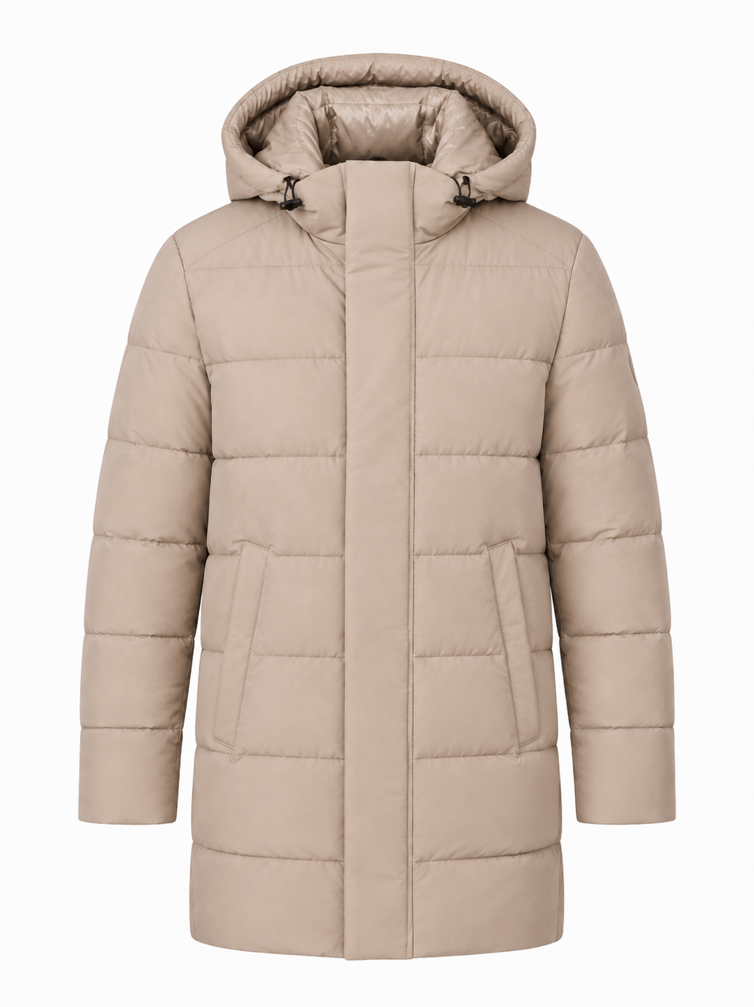 Parka acolchada beige, vista delantero completo