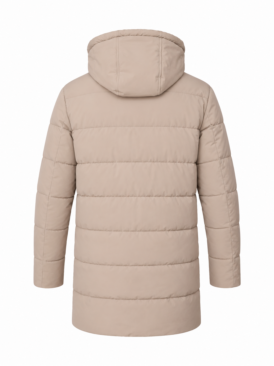 Parka acolchada beige, vista capucha