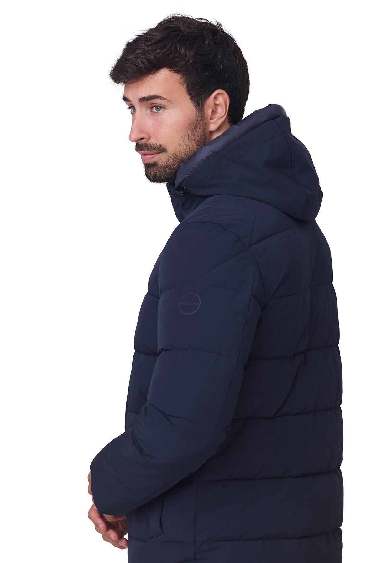 Parka acolchada marino, vista lateral