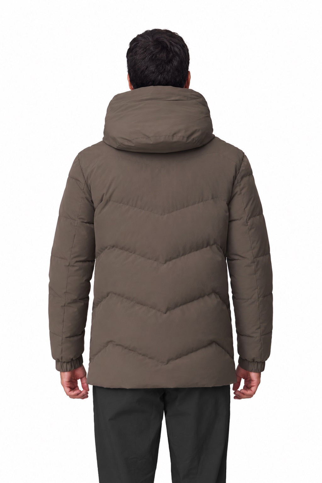 Parka hombre acolchada espiga color verde, vista espalda