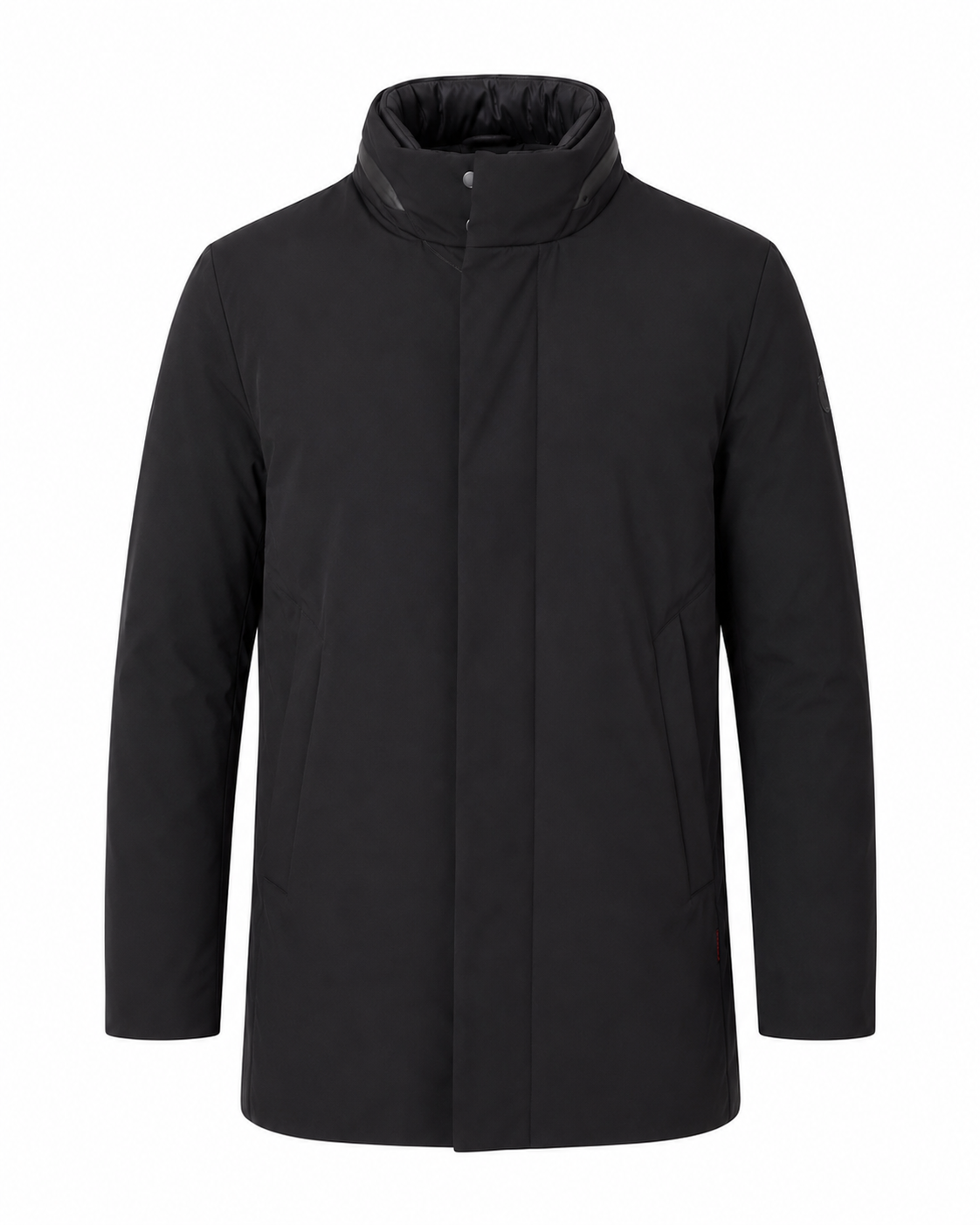 Parka lisa negra, vista delantero cerrada