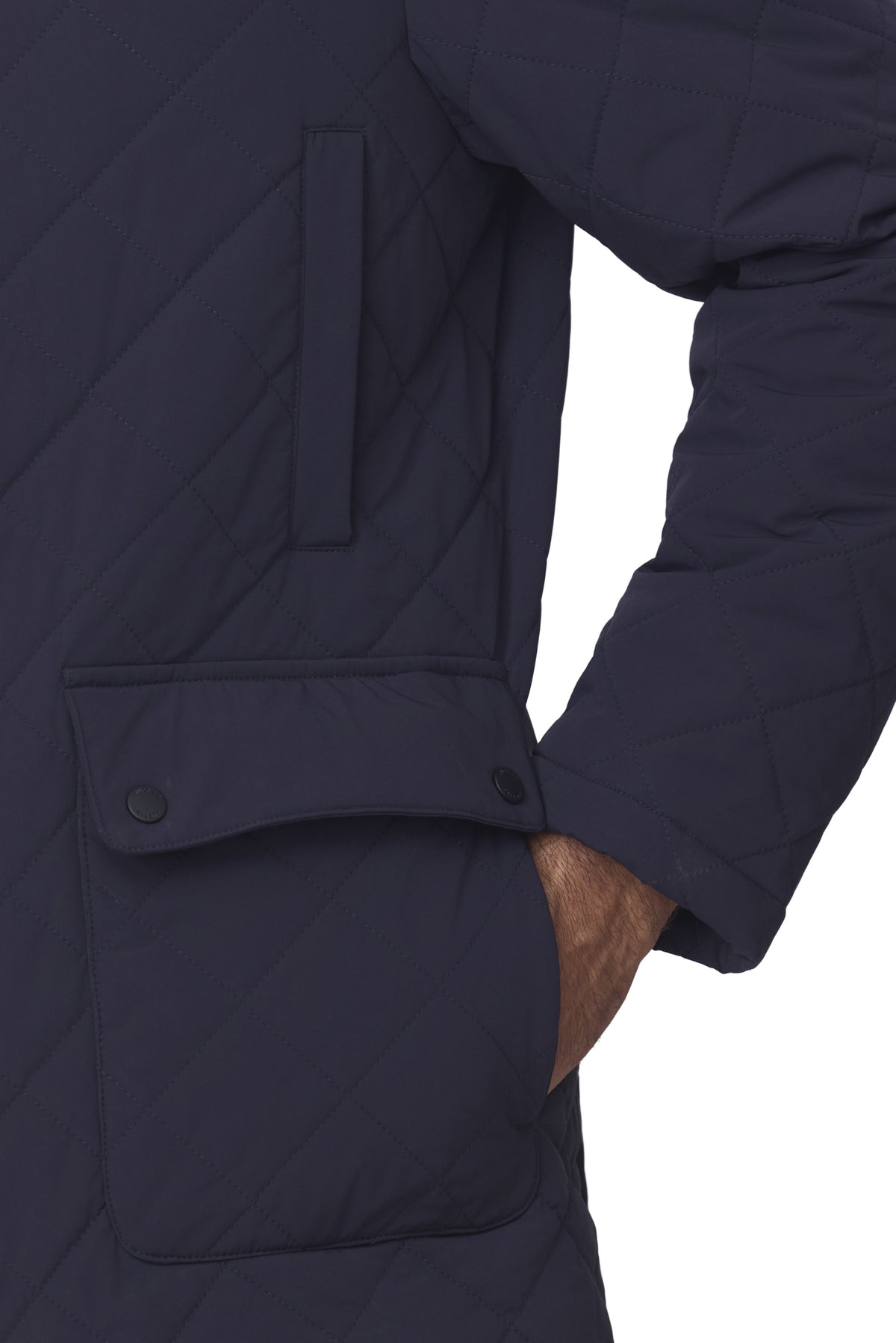 Parka ligera acolchada cuello camisero marino, vista bolsillo