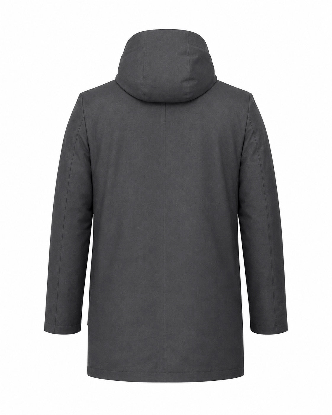 Parka doble lisa y acolchada con capucha, vista espalda cerrada