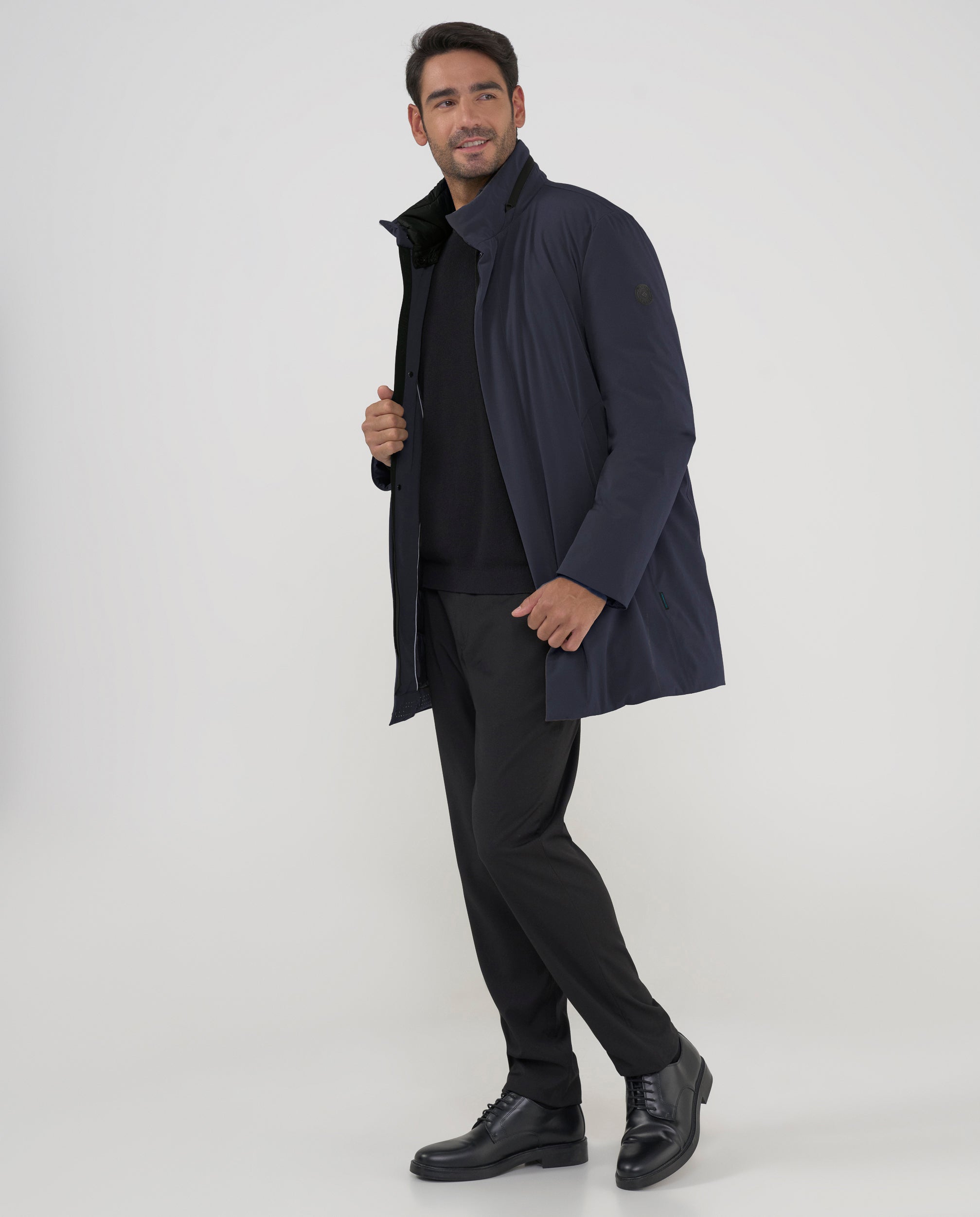 Deportiva invierno hombre cuello desmontable color marino abierta