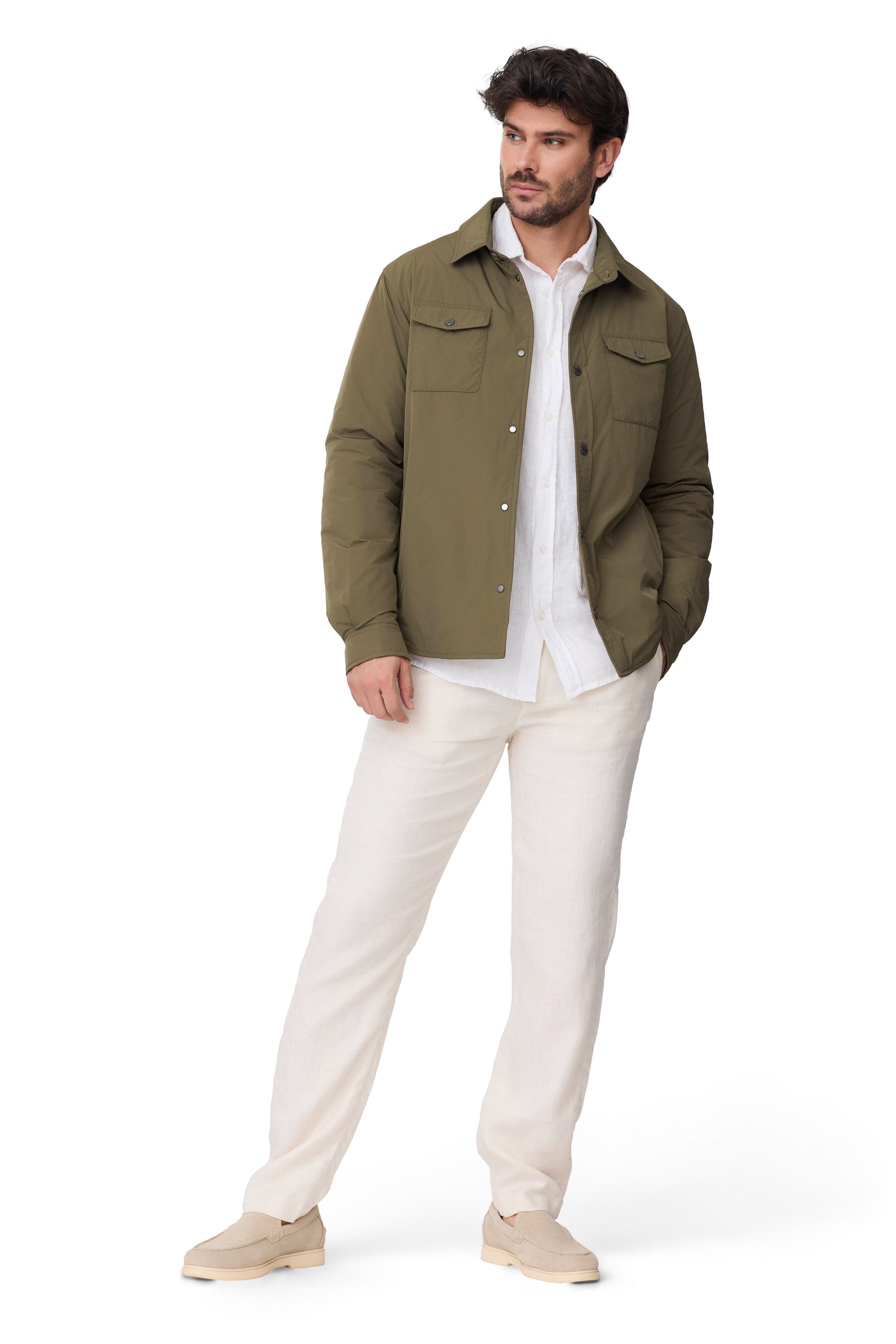 Sobrecamisa Gonzalo primavera para hombre verde con bolsillo detalle mano bolsillo