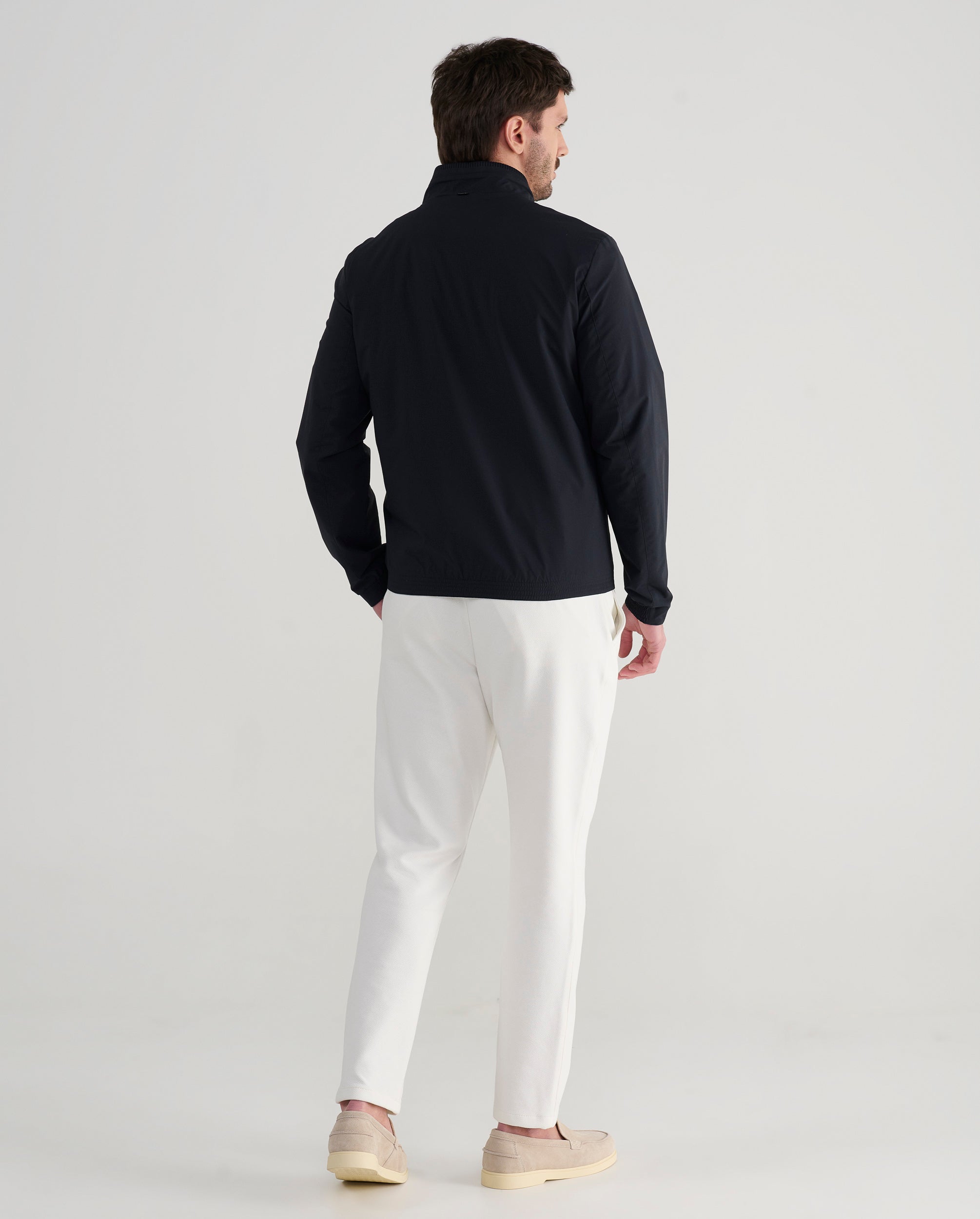 Cazadora Indiana en cuadritos primavera para hombre azul marino con punto detalle espalda