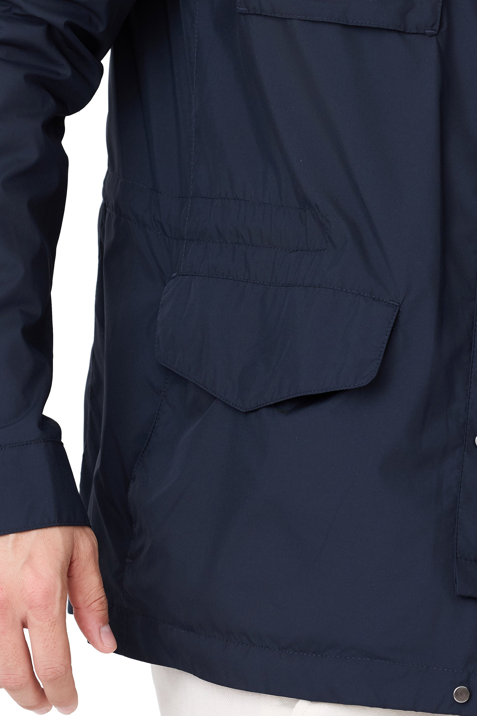 Parka Lorien primavera para hombre azul marino con bolsillo y elástico detalle bolsillo