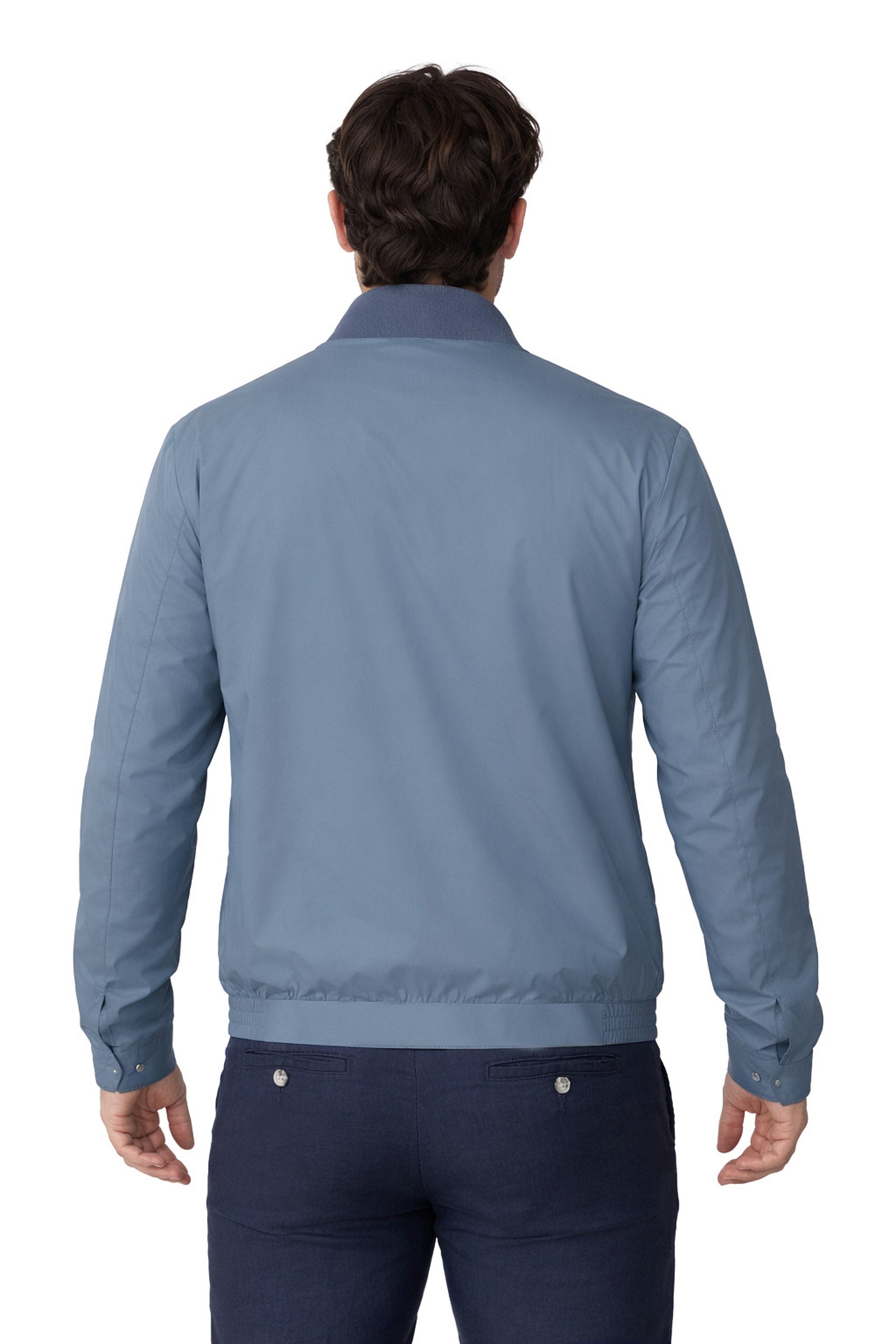 Cazadora Miguel para hombre azul claro con cremallera frontal detalle espalda