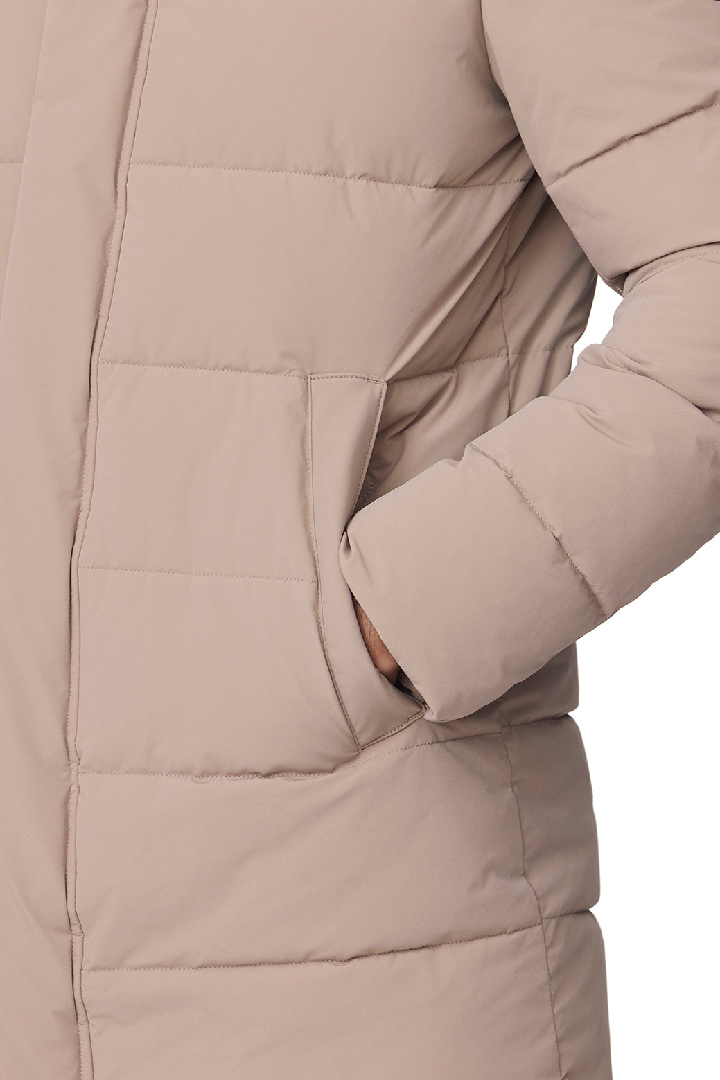 Parka acolchada beige, vista bolsillo