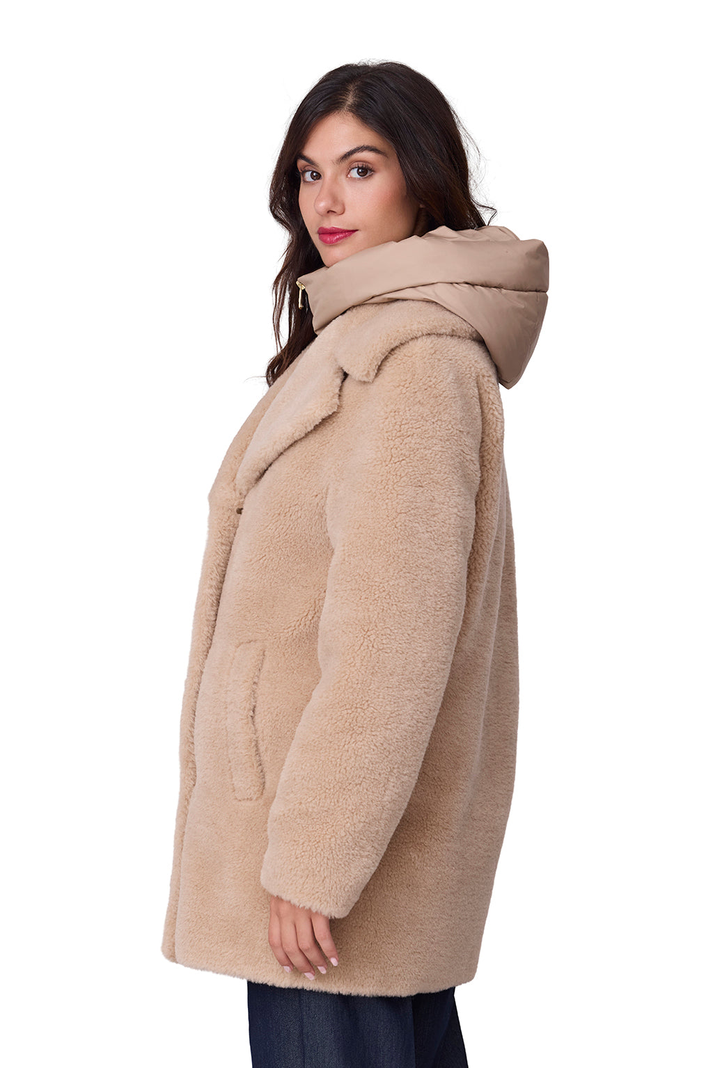 Chaquetón pelo con pecherín, vista lateral