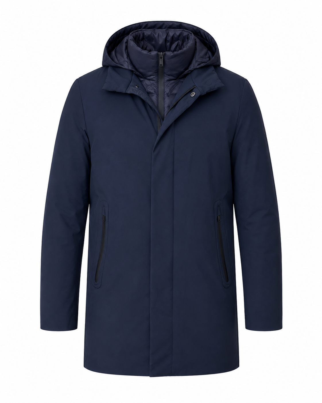 Parka lisa marino pecherín desmontable, vista delantero
