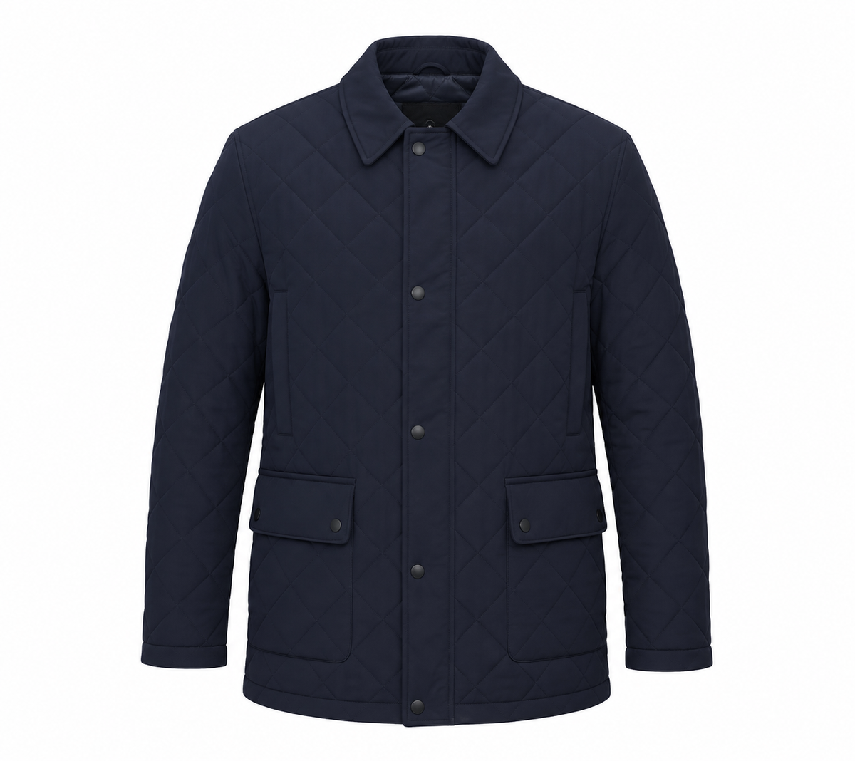 Parka ligera acolchada cuello camisero marino, vista delantero plano