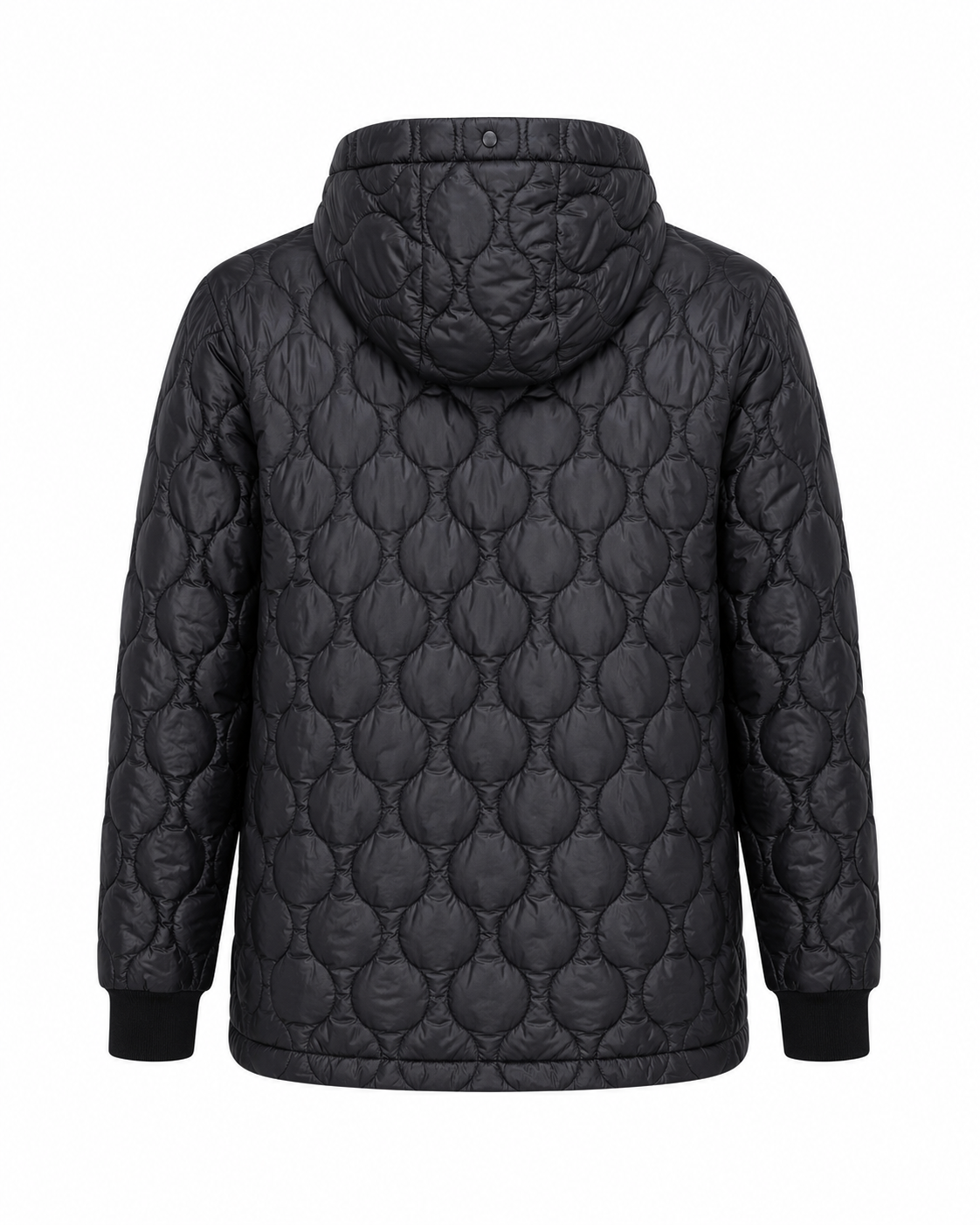 Parka doble lisa y acolchada con capucha, vista espalda acolchada