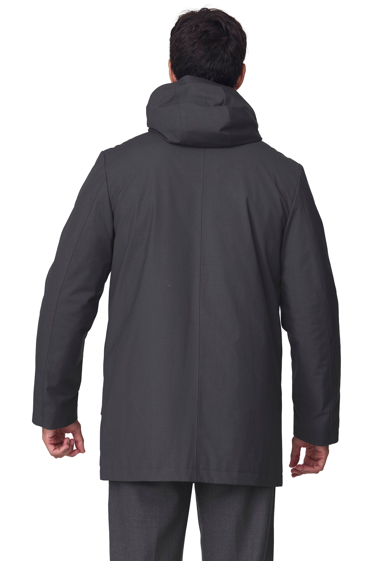 Parka doble lisa y acolchada con capucha, vista espalda