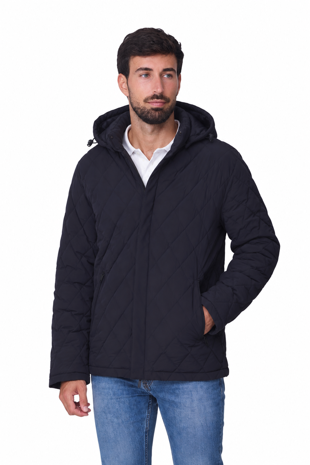 Parka corta acolchada rombo, vista delantero cuerpo