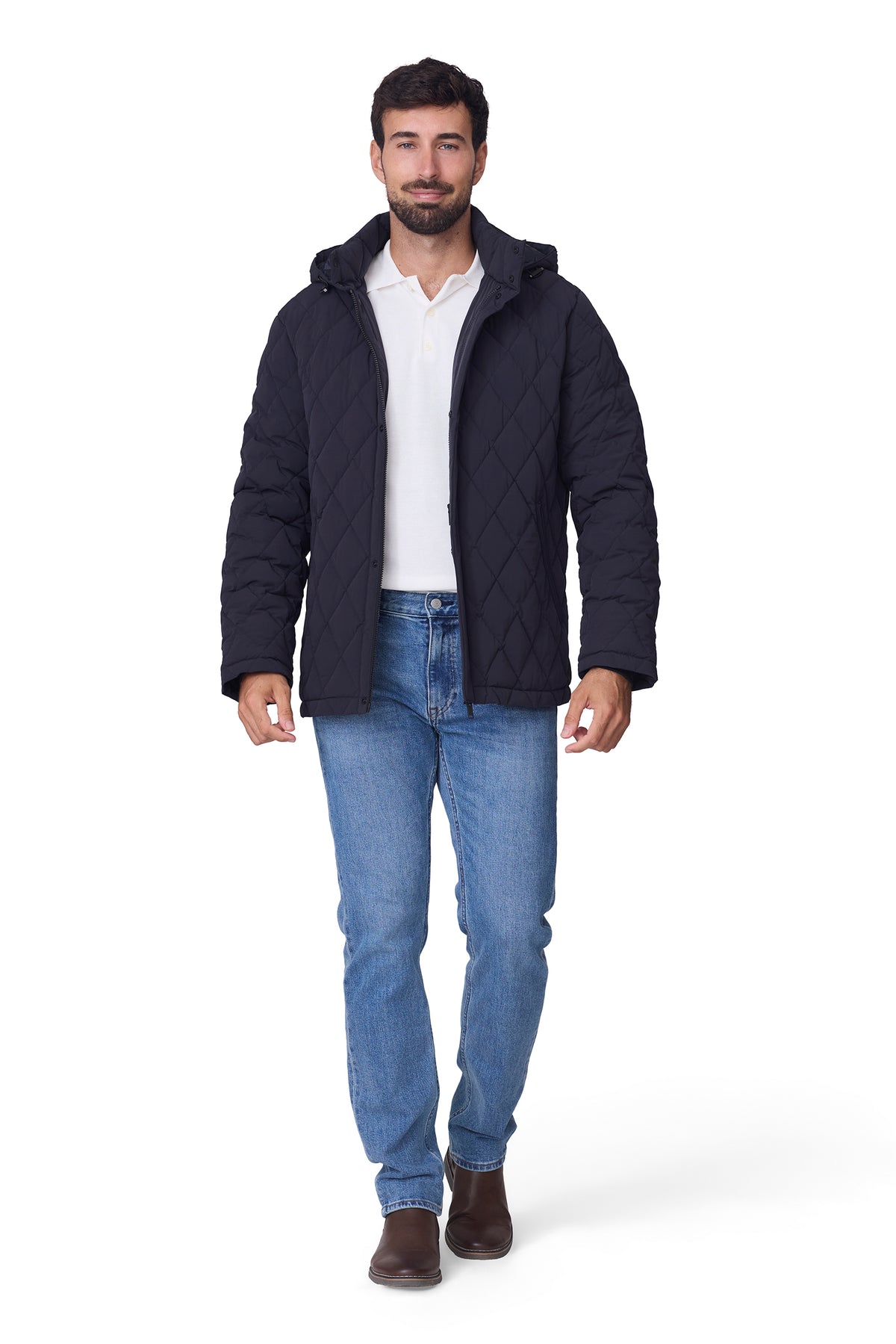 Parka corta acolchada rombo, vista abierta