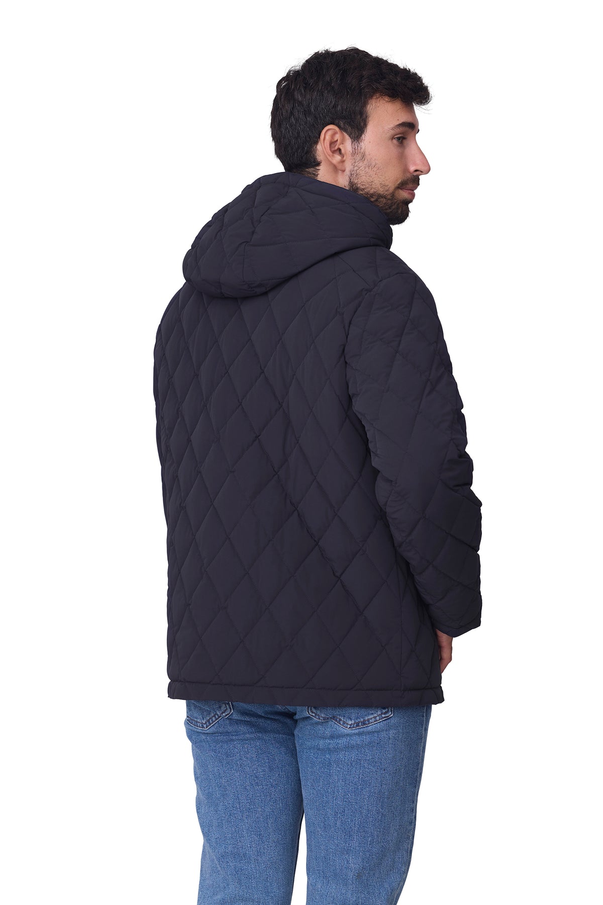 Parka corta acolchada rombo, vista lateral