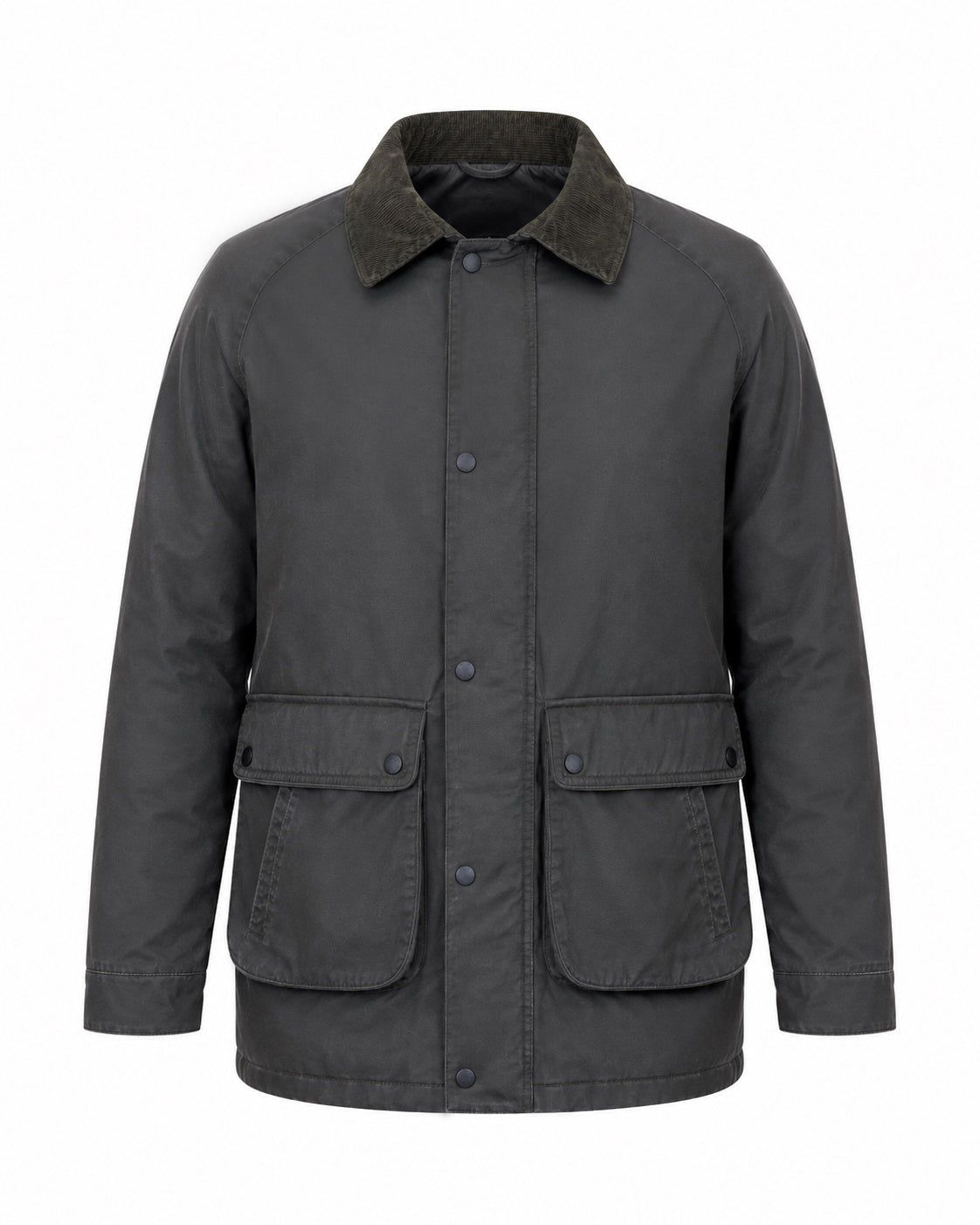 Parka hombre lisa cuello pana verde, vista delantero