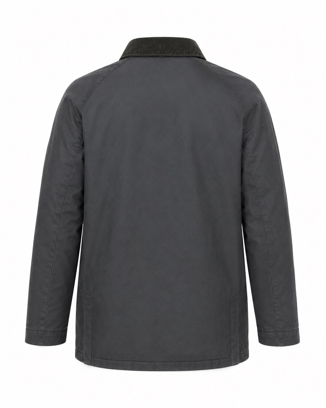 Parka hombre lisa cuello pana verde, vista espalda