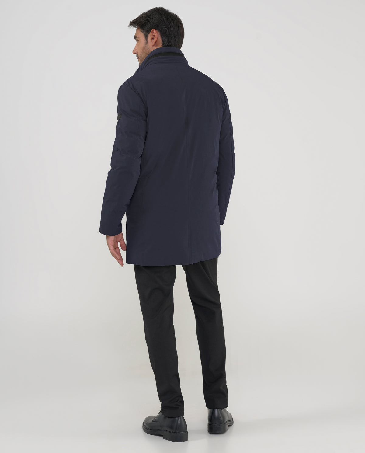 Parka lisa media marino, vista espalda lateral